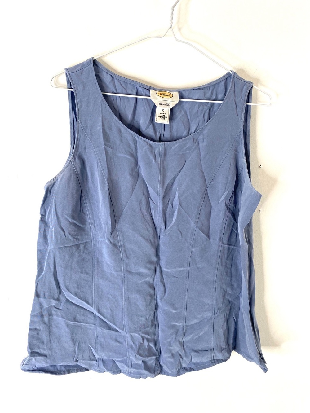 Talbots Pure Silk Cornflower Blue Sleeveless Blouse Scoop Neck